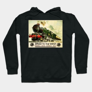 Speed To The West GWR Advertisement Vintage Steam Train Locomotive Hoodie